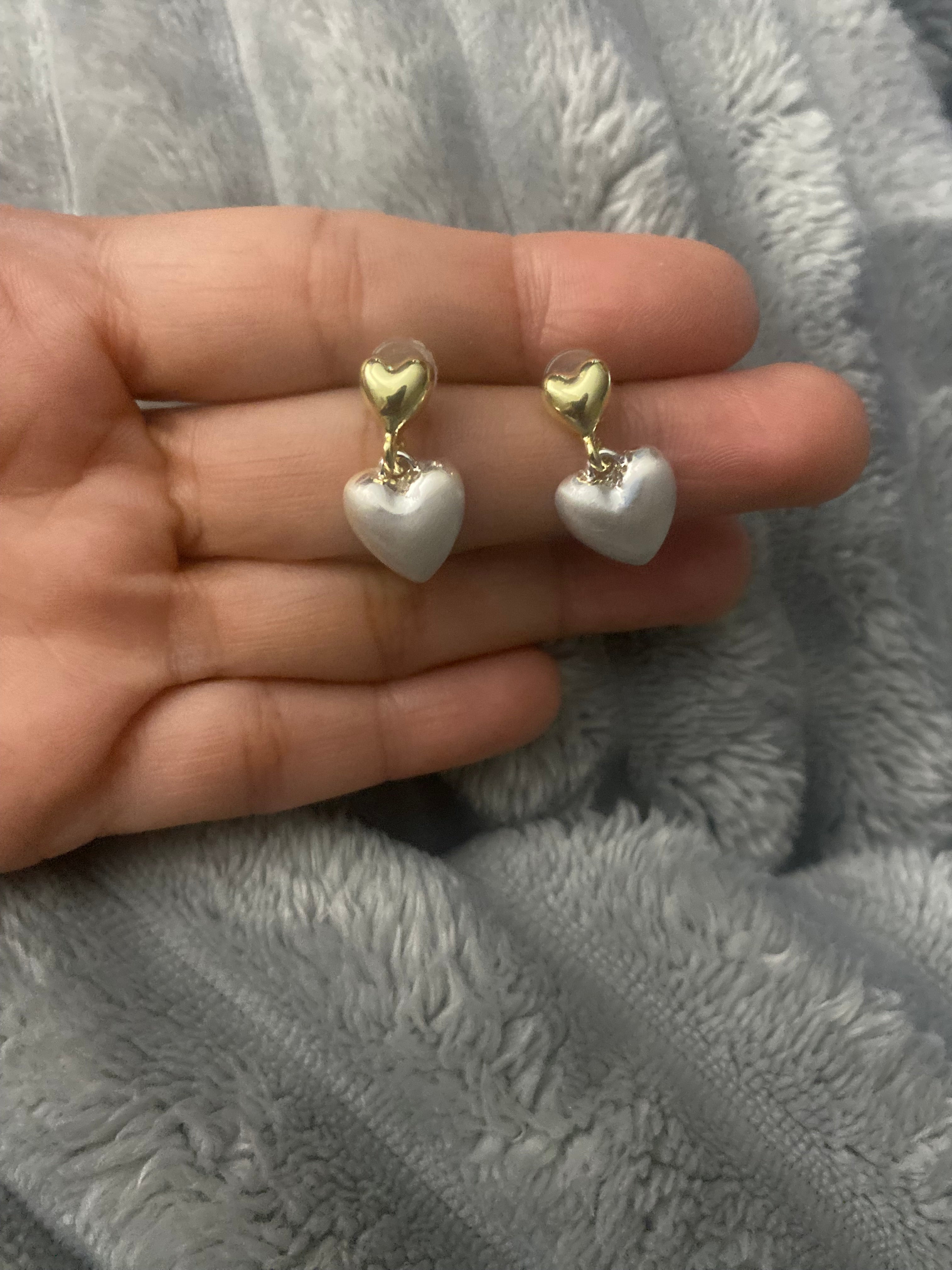 Mixed Metal heart shaped earrings