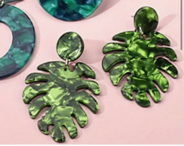 Vintage Boho Green Leaf Earrings