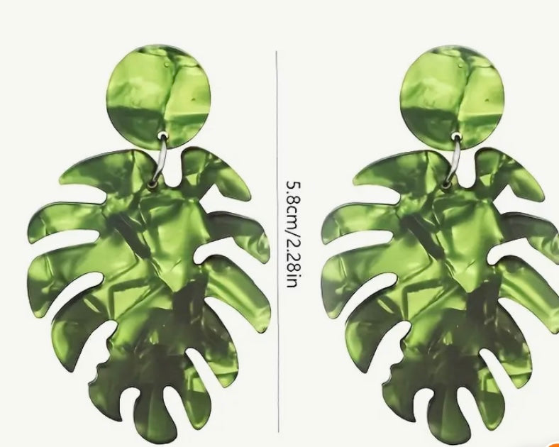 Vintage Boho Green Leaf Earrings