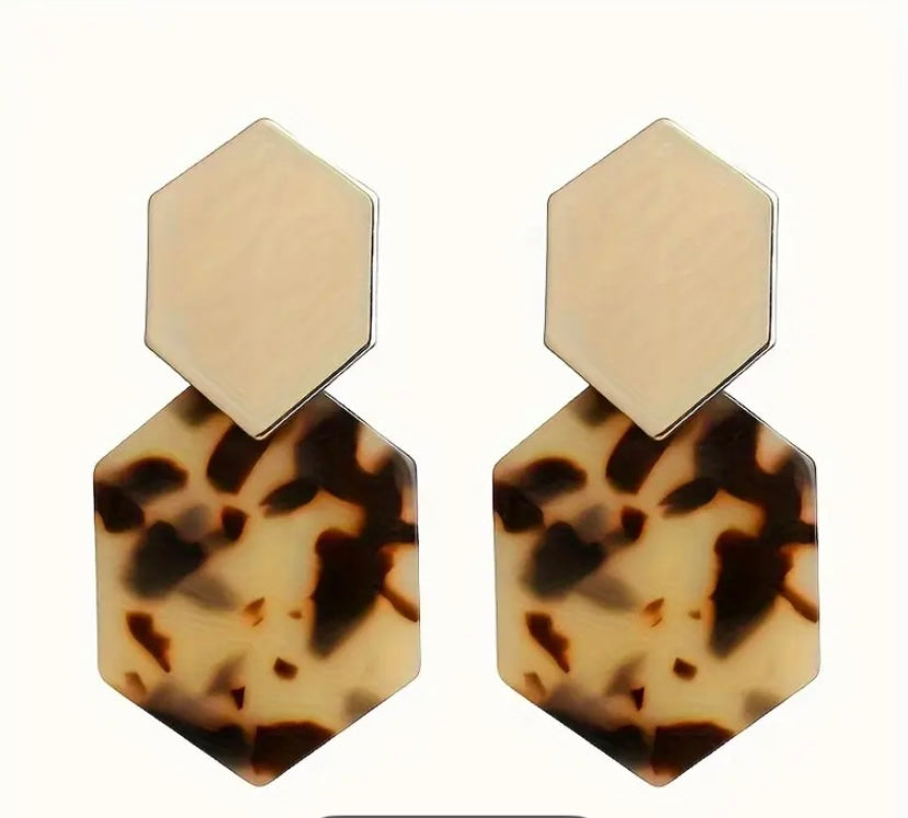 Two tone gold leopard print earrings