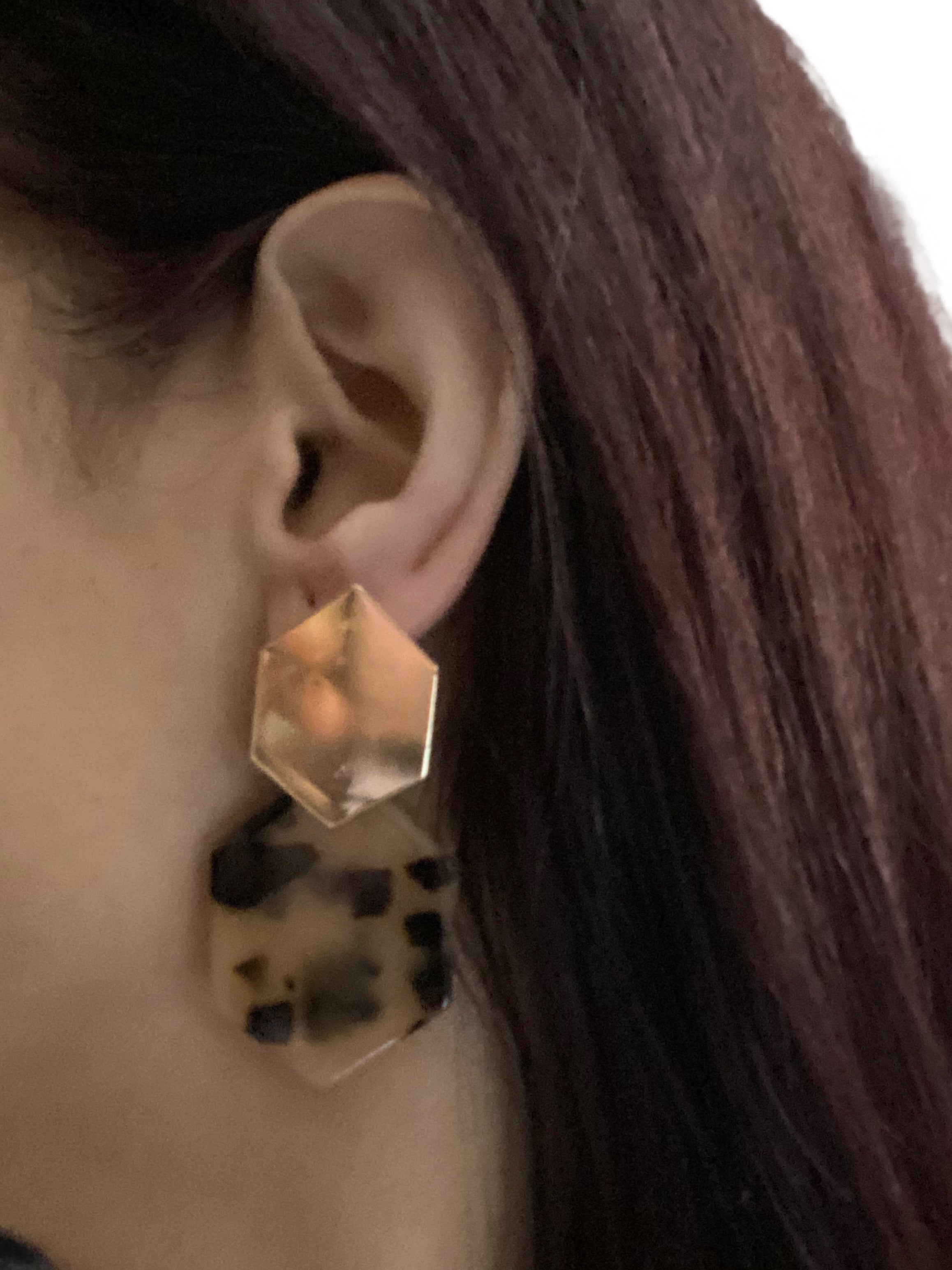Two tone gold leopard print earrings