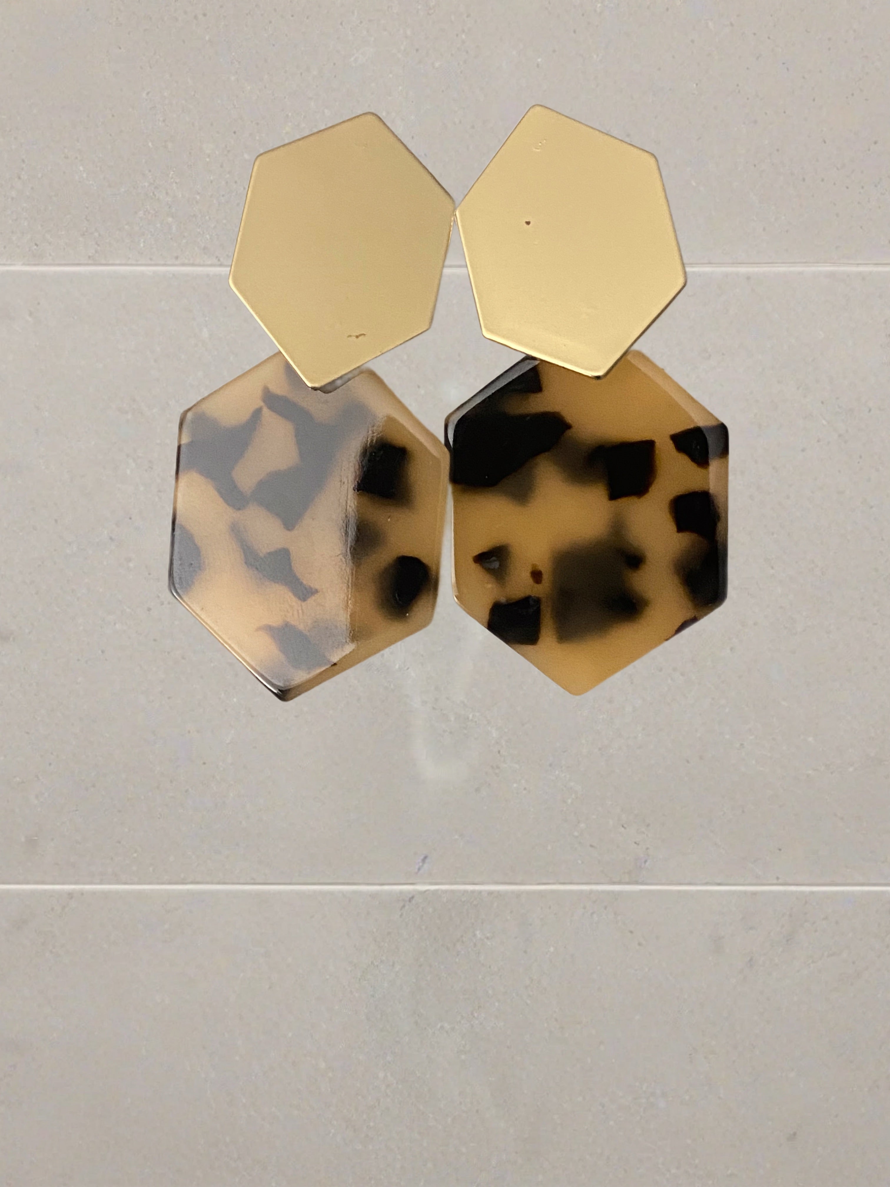 Two tone gold leopard print earrings