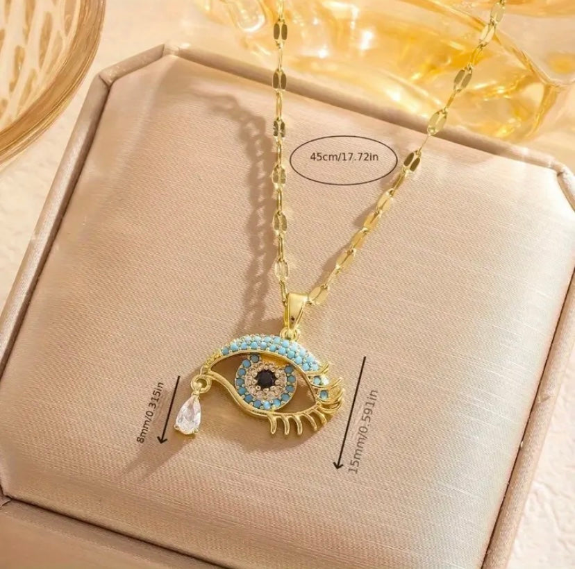 Evil Eye tear drop necklace