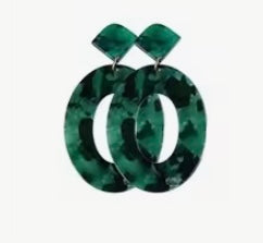 Resin Green Circle Earrings