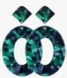 Resin Green Circle Earrings