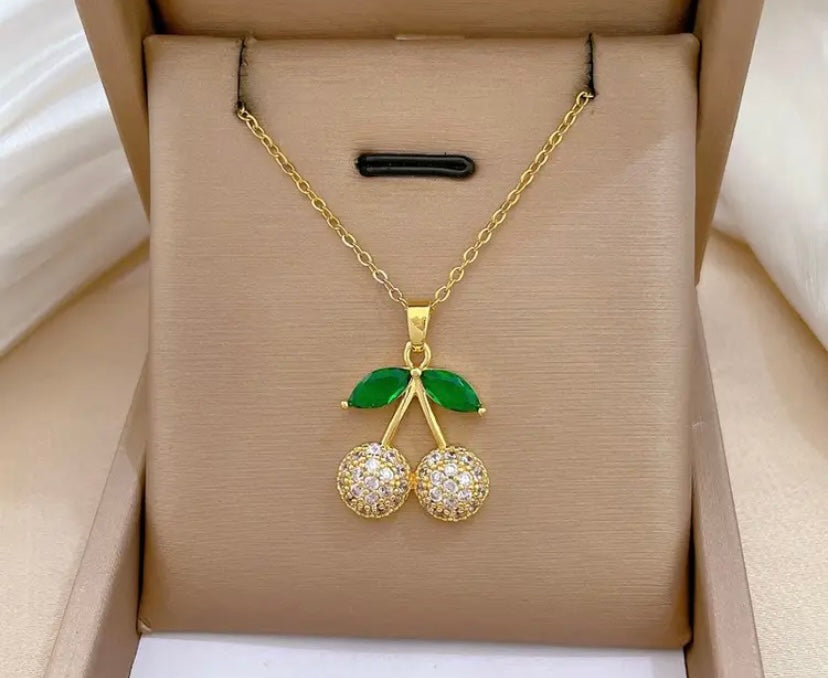 Gold tone Cherry Necklace