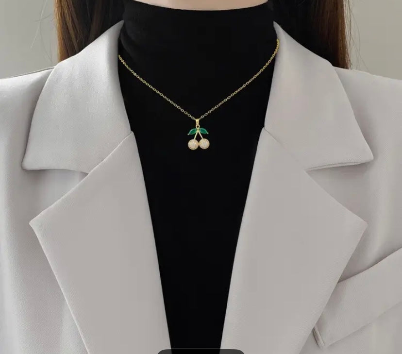 Gold tone Cherry Necklace
