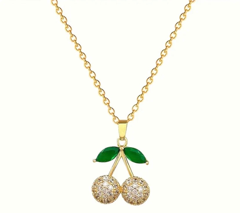 Gold tone Cherry Necklace