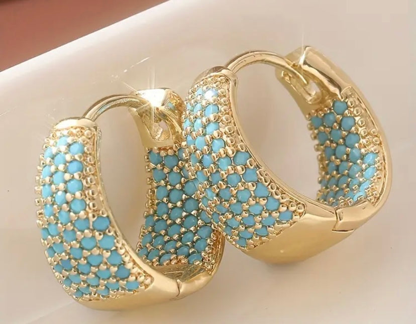 Gold colored turquoise earrings