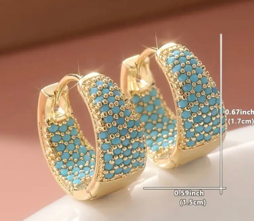 Gold colored turquoise earrings