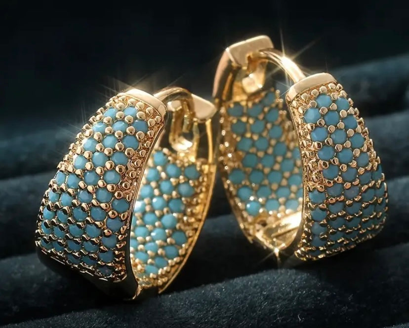 Gold colored turquoise earrings