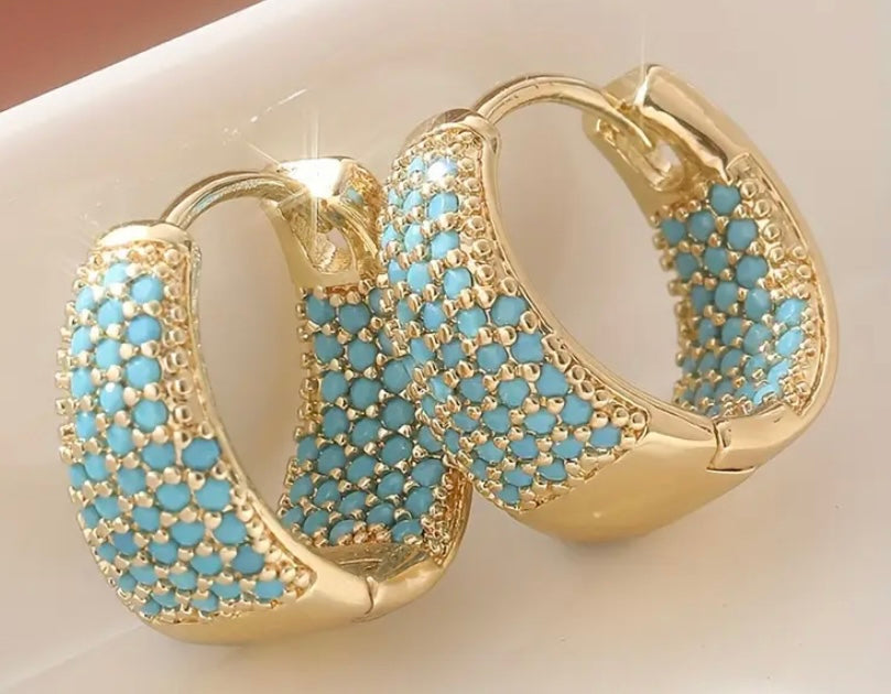 Gold colored turquoise earrings