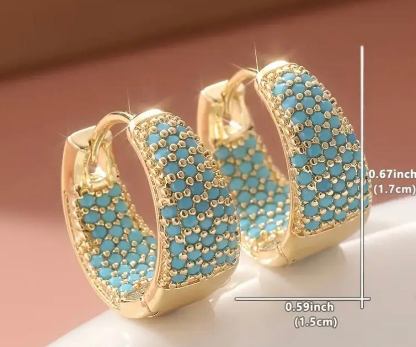 Gold colored turquoise earrings