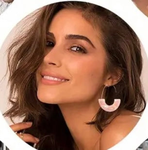 Metal Pink Resin Hoop Earrings