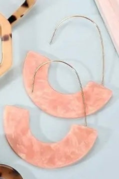 Metal Pink Resin Hoop Earrings