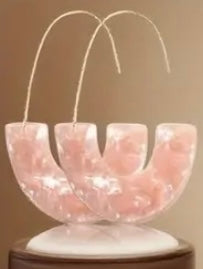 Metal Pink Resin Hoop Earrings