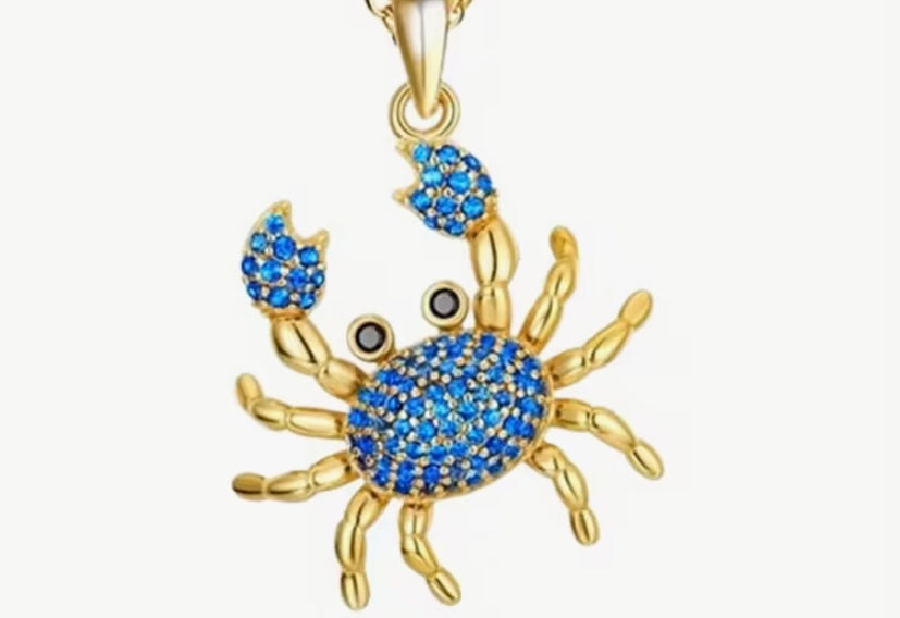 Blue crab chain necklace