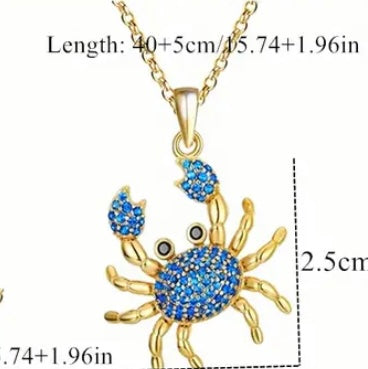 Blue crab chain necklace
